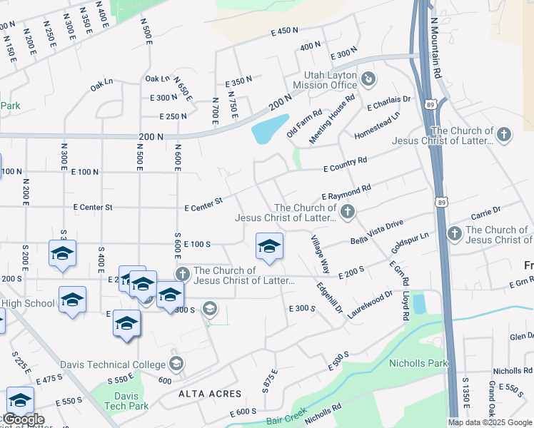 map of restaurants, bars, coffee shops, grocery stores, and more near 30 Village Way in Fruit Heights