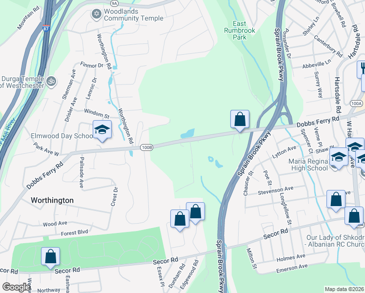 map of restaurants, bars, coffee shops, grocery stores, and more near 701 Dobbs Ferry Road in White Plains