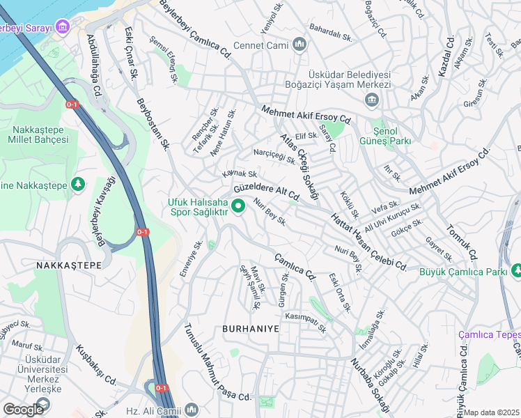 map of restaurants, bars, coffee shops, grocery stores, and more near 42 Nuri Bey Sokak in Üsküdar