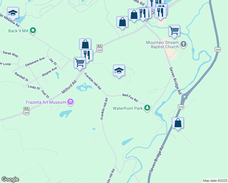 map of restaurants, bars, coffee shops, grocery stores, and more near Red Fox Road in East Stroudsburg