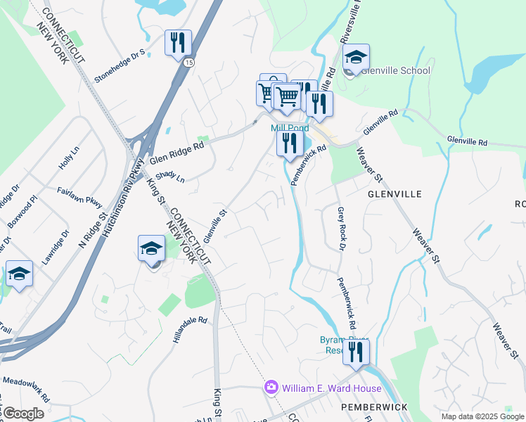 map of restaurants, bars, coffee shops, grocery stores, and more near 204 River West in Greenwich