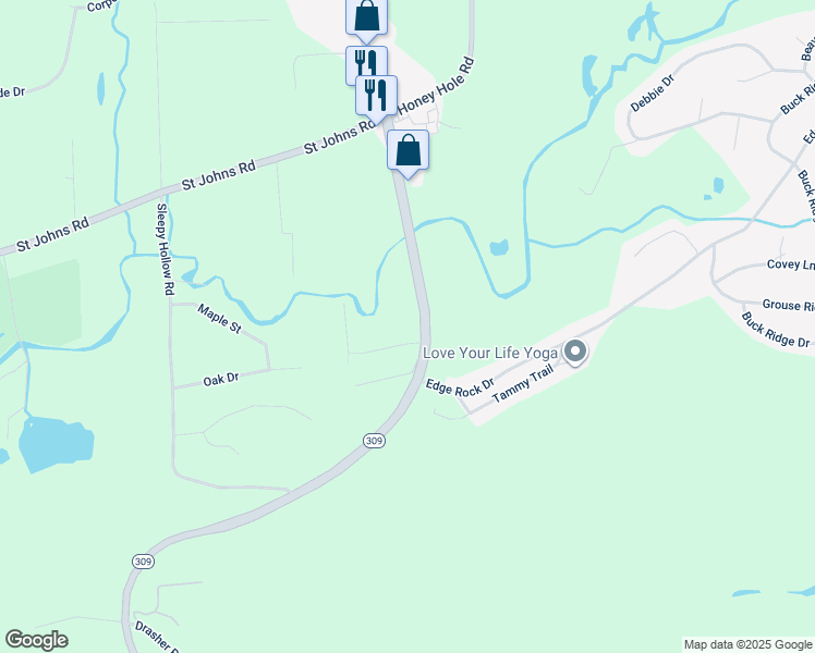 map of restaurants, bars, coffee shops, grocery stores, and more near 5 Nesco Manor Road in Drums