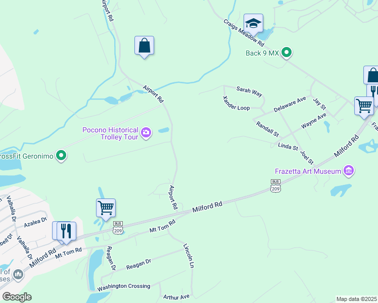 map of restaurants, bars, coffee shops, grocery stores, and more near 146 Airport Road in East Stroudsburg