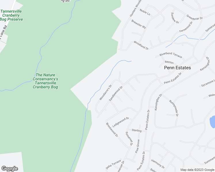 map of restaurants, bars, coffee shops, grocery stores, and more near 4247 Woodacre's Drive in East Stroudsburg