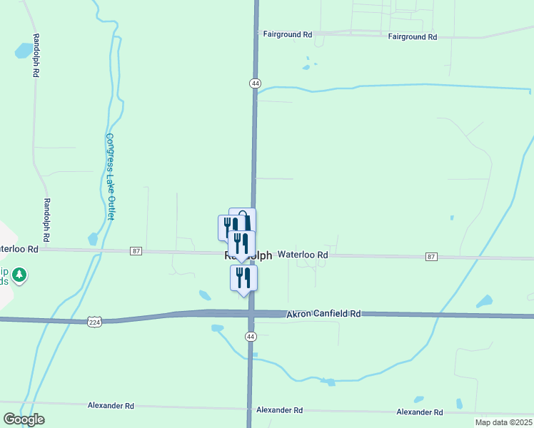 map of restaurants, bars, coffee shops, grocery stores, and more near 1662 Ohio 44 in Alliance