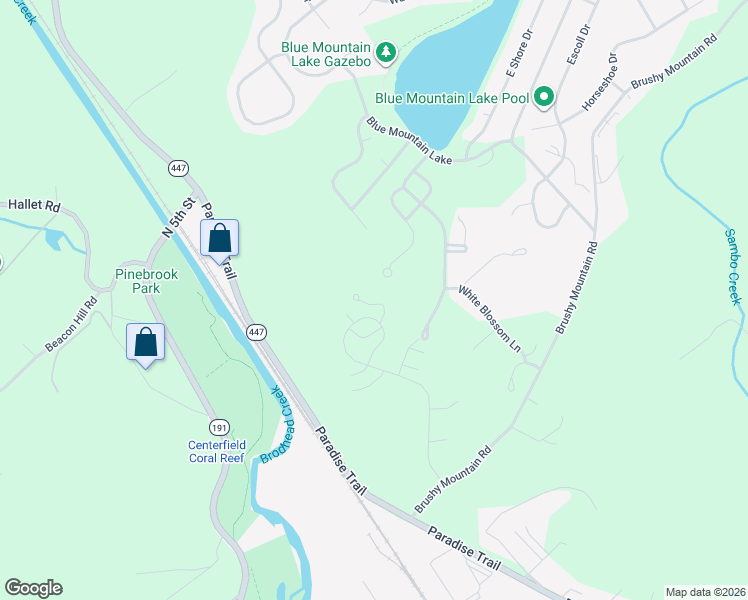 map of restaurants, bars, coffee shops, grocery stores, and more near Magnolia Ln in East Stroudsburg