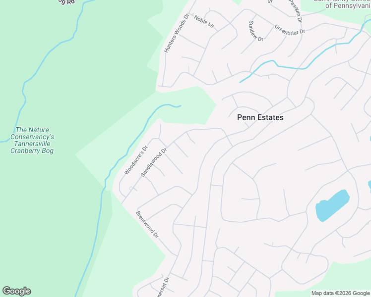 map of restaurants, bars, coffee shops, grocery stores, and more near 267 Burnside Terrace in East Stroudsburg