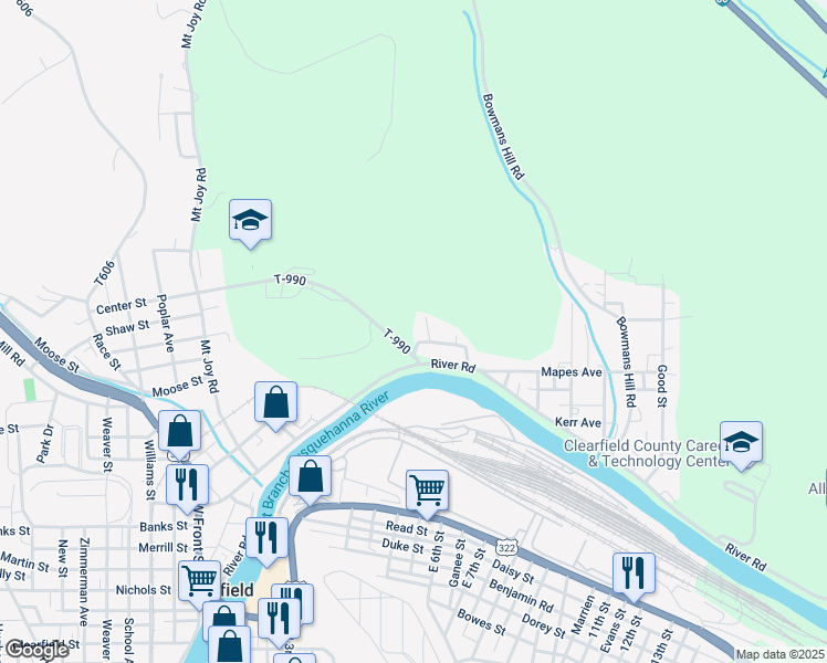 map of restaurants, bars, coffee shops, grocery stores, and more near 29 Deacon Road in Clearfield