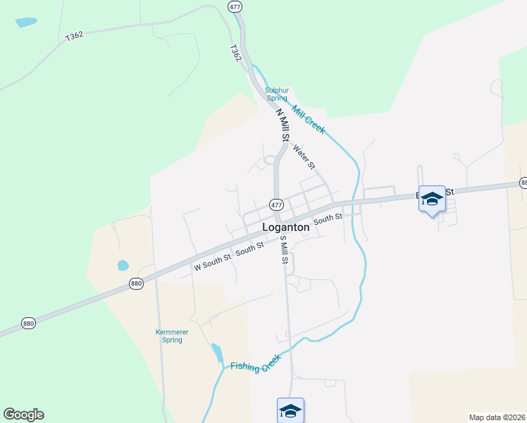 map of restaurants, bars, coffee shops, grocery stores, and more near 24 Anthony Street in Loganton