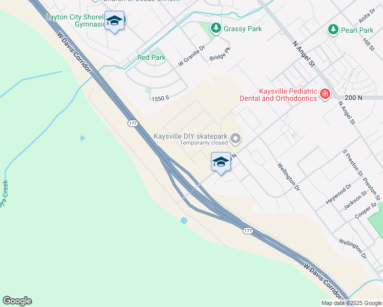 map of restaurants, bars, coffee shops, grocery stores, and more near 235 Bonneville Lane in Kaysville