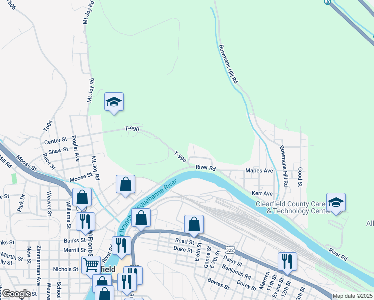 map of restaurants, bars, coffee shops, grocery stores, and more near 29 Deacon Road in Clearfield