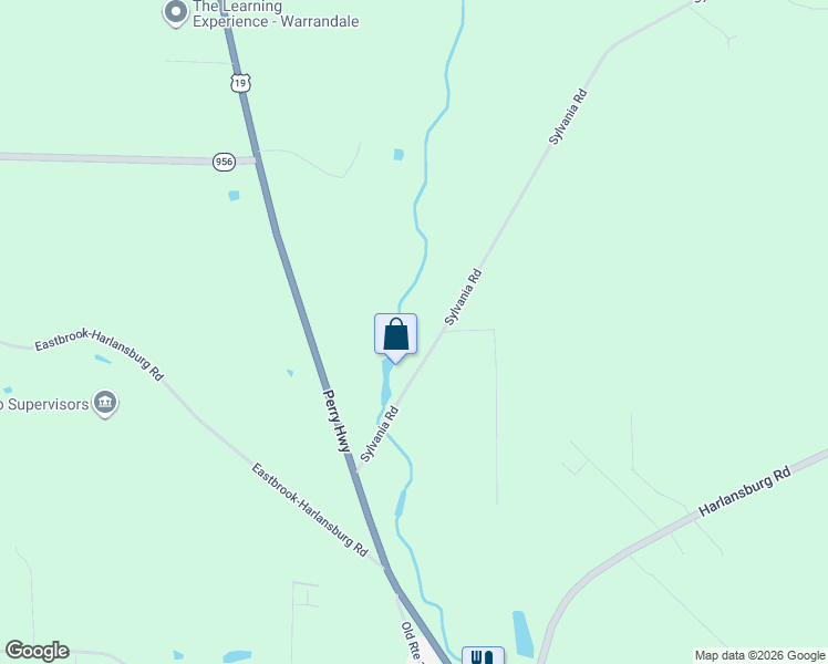 map of restaurants, bars, coffee shops, grocery stores, and more near 215 Sylvania Road in Slippery Rock
