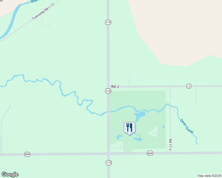 map of restaurants, bars, coffee shops, grocery stores, and more near 9994 Ohio 115 in Ottawa