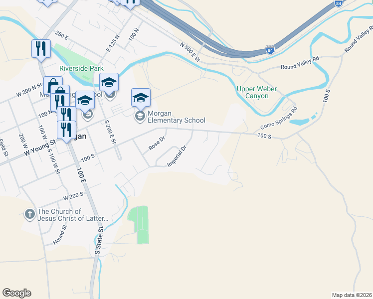 map of restaurants, bars, coffee shops, grocery stores, and more near 465 Imperial Drive in Morgan