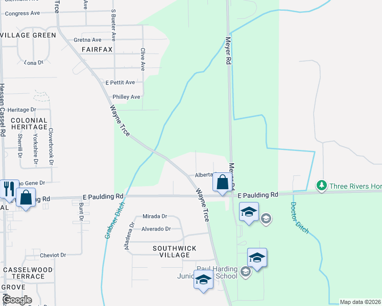 map of restaurants, bars, coffee shops, grocery stores, and more near 5501-5513 Zuber Dr in Fort Wayne