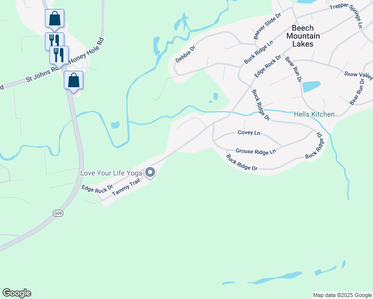 map of restaurants, bars, coffee shops, grocery stores, and more near 69 Edge Rock Drive in Drums