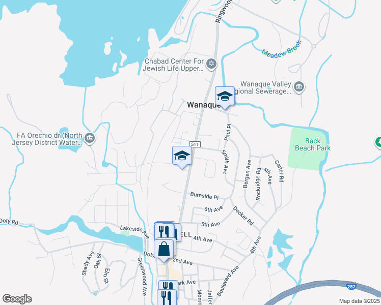map of restaurants, bars, coffee shops, grocery stores, and more near 923 Ringwood Avenue in Wanaque