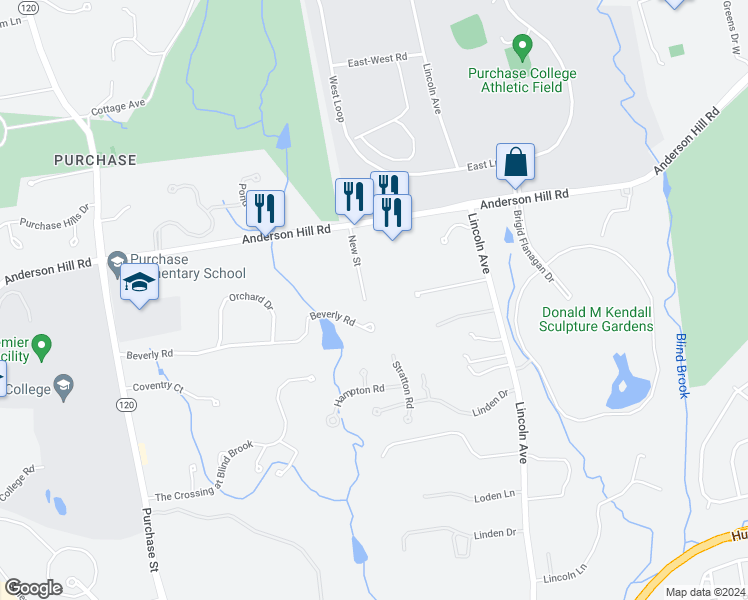 map of restaurants, bars, coffee shops, grocery stores, and more near 35 New Street in Harrison