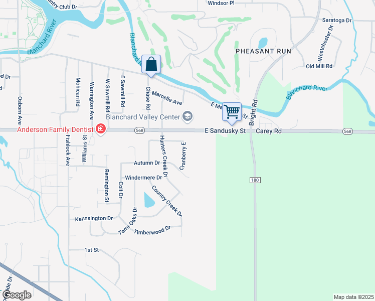 map of restaurants, bars, coffee shops, grocery stores, and more near 507 Cranberry East in Findlay