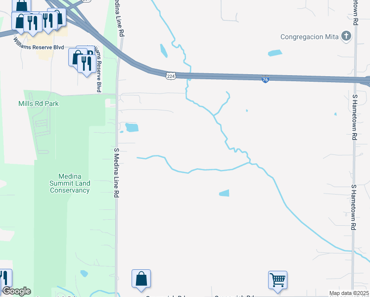 map of restaurants, bars, coffee shops, grocery stores, and more near 3631 South Medina Line Road in Norton