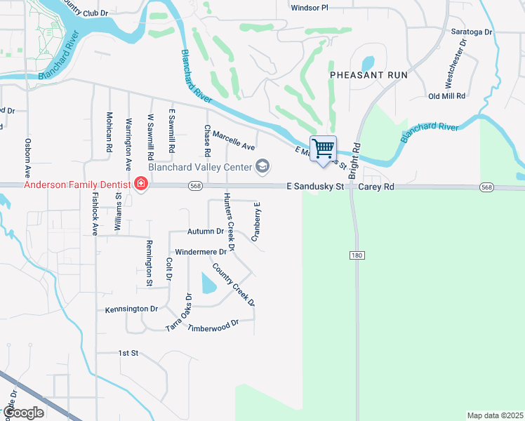 map of restaurants, bars, coffee shops, grocery stores, and more near 507 Cranberry East in Findlay
