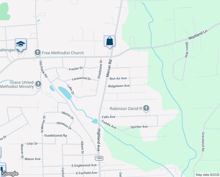 map of restaurants, bars, coffee shops, grocery stores, and more near 2830 Mercer Road in New Castle