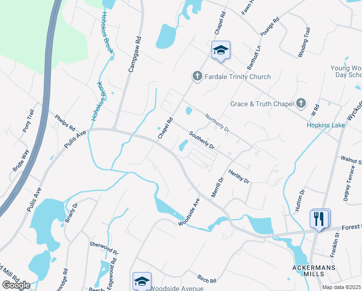 map of restaurants, bars, coffee shops, grocery stores, and more near 2 Hetzel Drive in Mahwah