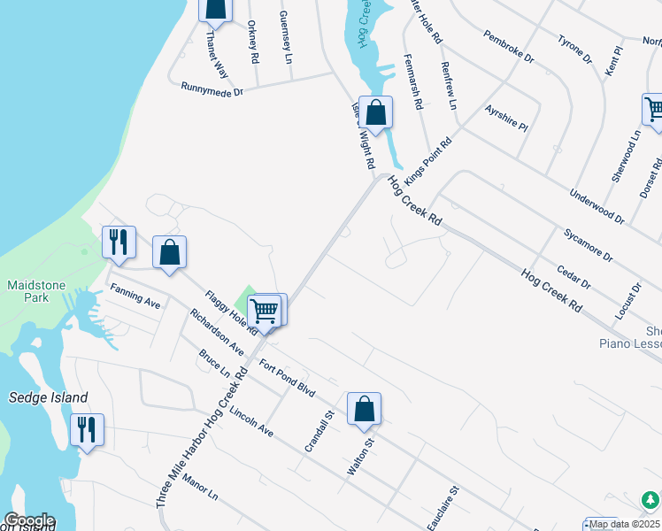 map of restaurants, bars, coffee shops, grocery stores, and more near 2 Deer Path in East Hampton