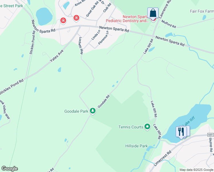 map of restaurants, bars, coffee shops, grocery stores, and more near 16 Goodale Road in Newton