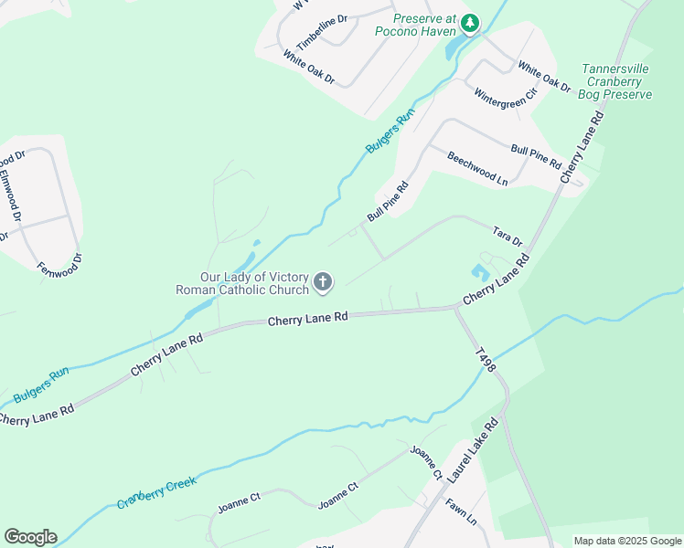 map of restaurants, bars, coffee shops, grocery stores, and more near 44 Tara Drive in East Stroudsburg