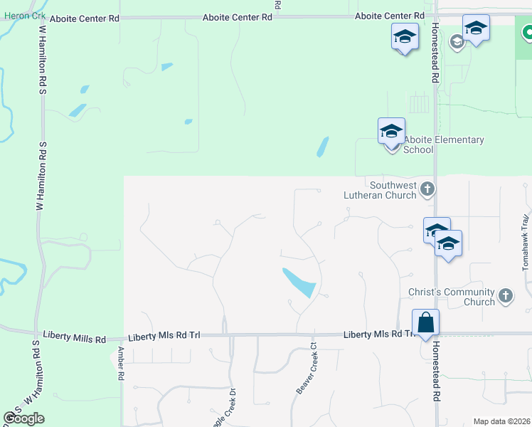 map of restaurants, bars, coffee shops, grocery stores, and more near 5414 Abbeyhill Road in Fort Wayne
