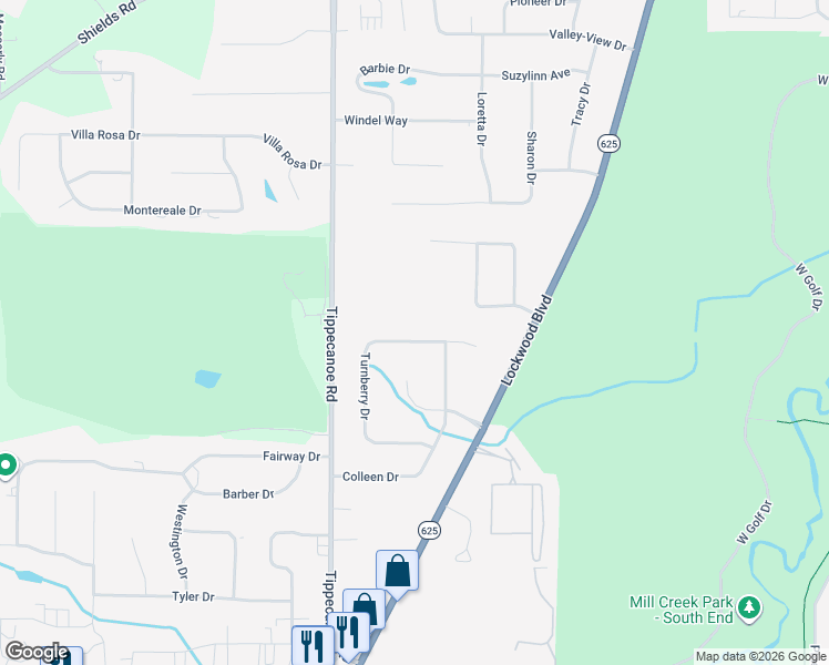 map of restaurants, bars, coffee shops, grocery stores, and more near 1433 Turnberry Drive in Youngstown