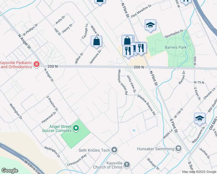 map of restaurants, bars, coffee shops, grocery stores, and more near 1510 Pheasant Meadow Drive in Kaysville