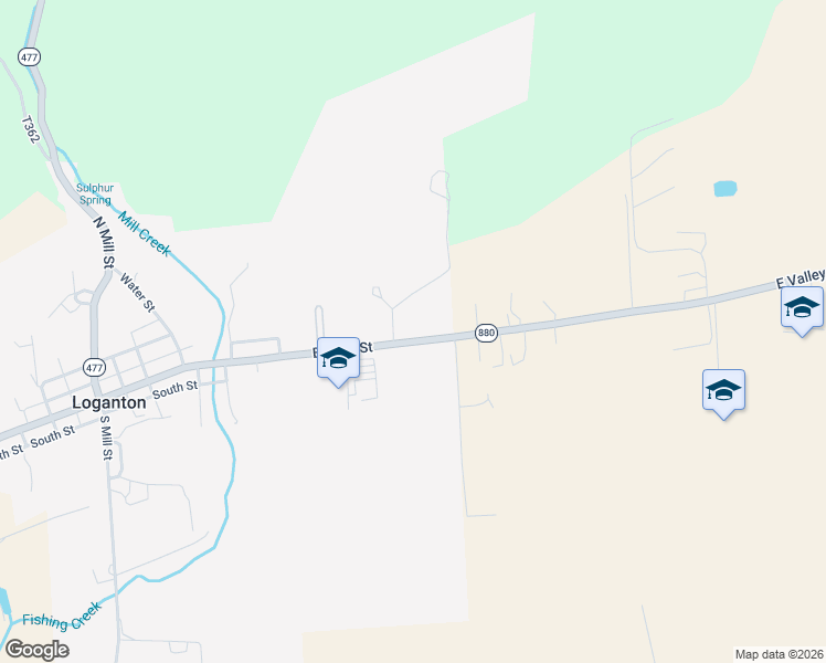 map of restaurants, bars, coffee shops, grocery stores, and more near 327 East Main Street in Loganton