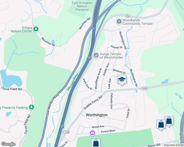 map of restaurants, bars, coffee shops, grocery stores, and more near 35 Windom Street in White Plains
