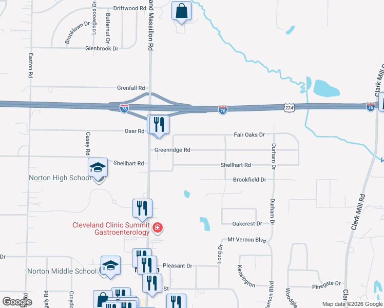 map of restaurants, bars, coffee shops, grocery stores, and more near 2991 Greenridge Road in Norton