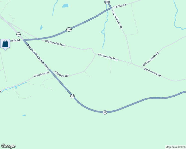 map of restaurants, bars, coffee shops, grocery stores, and more near 61 East Hollow Road in Nescopeck