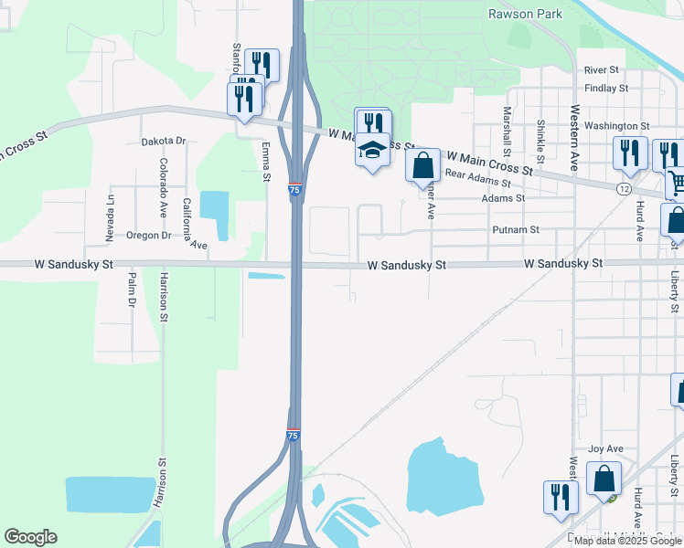 map of restaurants, bars, coffee shops, grocery stores, and more near 442-452 Winthrop Drive in Findlay
