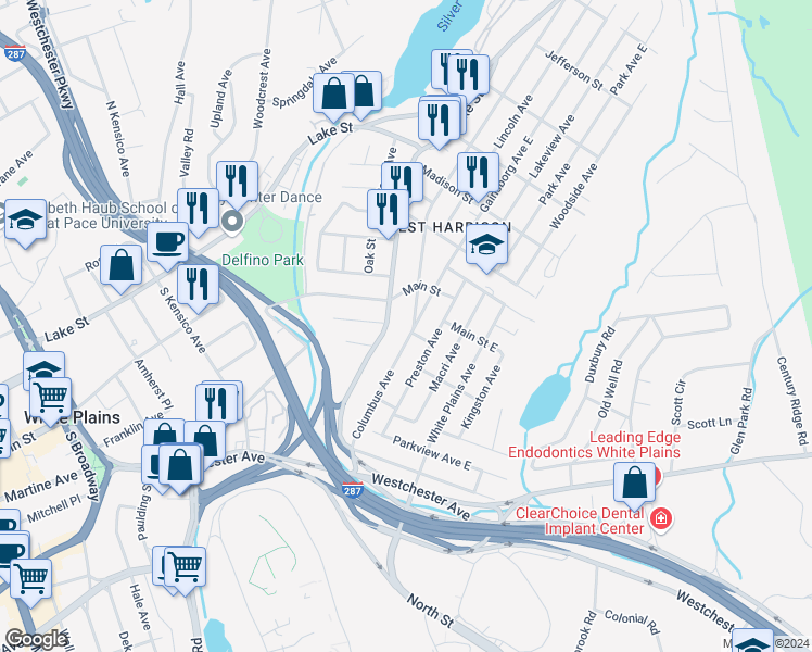 map of restaurants, bars, coffee shops, grocery stores, and more near 18 Gainsborg Avenue East in Harrison