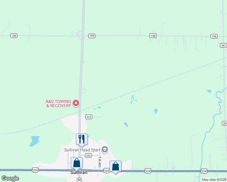 map of restaurants, bars, coffee shops, grocery stores, and more near in Sullivan