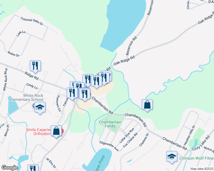 map of restaurants, bars, coffee shops, grocery stores, and more near 5774 Berkshire Valley Road in Jefferson