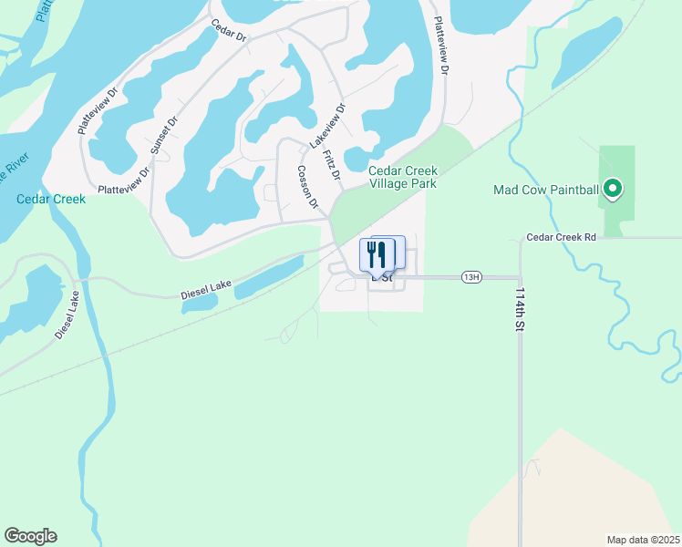 map of restaurants, bars, coffee shops, grocery stores, and more near in Cedar Creek