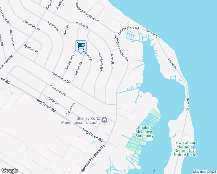 map of restaurants, bars, coffee shops, grocery stores, and more near 271 Norfolk Dr in East Hampton