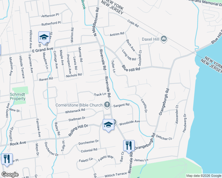 map of restaurants, bars, coffee shops, grocery stores, and more near 850 Rivervale Road in River Vale