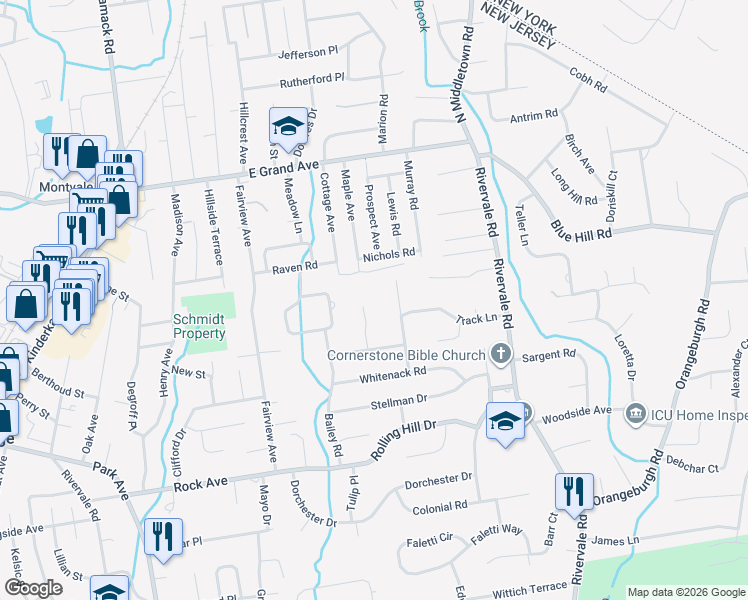 map of restaurants, bars, coffee shops, grocery stores, and more near 316 Hanna Road in River Vale