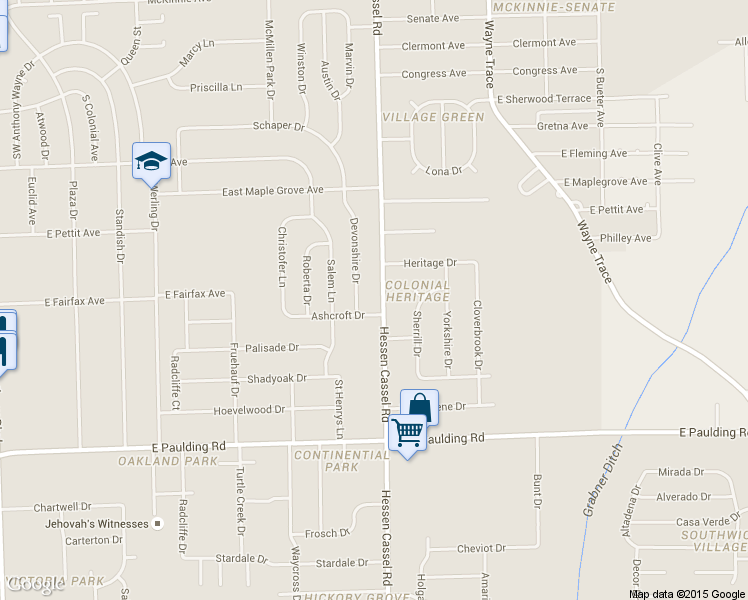 map of restaurants, bars, coffee shops, grocery stores, and more near 5118 Hessen Cassel Rd in Fort Wayne