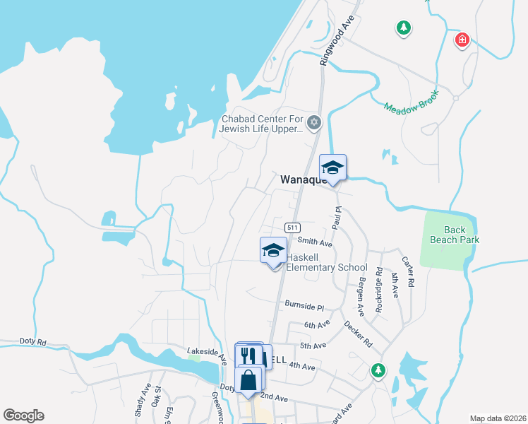 map of restaurants, bars, coffee shops, grocery stores, and more near 14 Locust Street in Wanaque