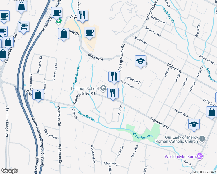 map of restaurants, bars, coffee shops, grocery stores, and more near 6 Villa Court in Park Ridge