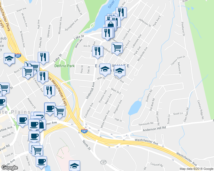 map of restaurants, bars, coffee shops, grocery stores, and more near 117 Preston Avenue in Harrison