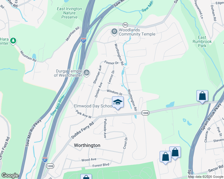 map of restaurants, bars, coffee shops, grocery stores, and more near 88 Windom Street in White Plains